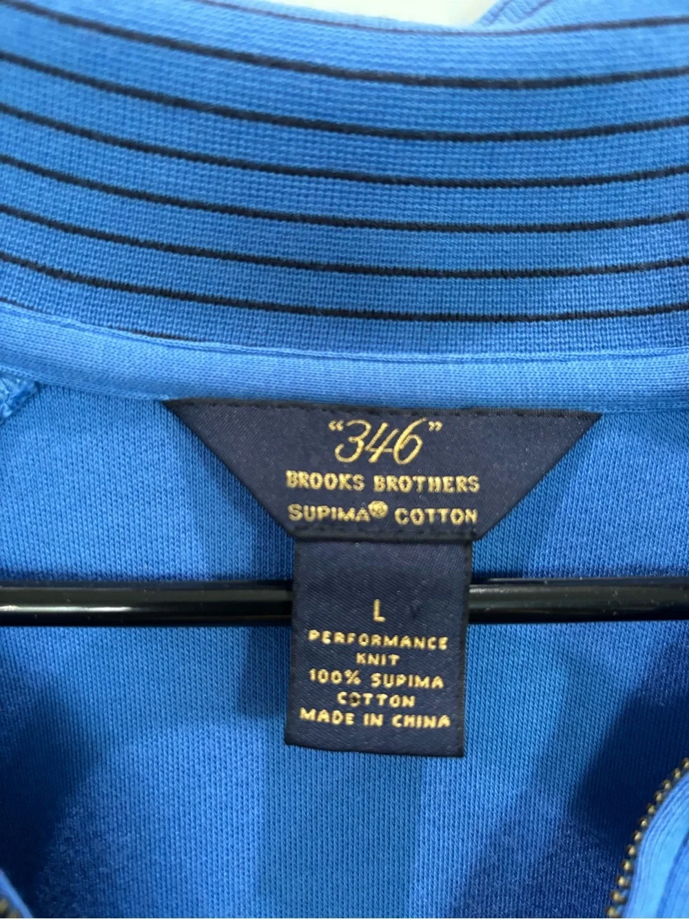 Brooks Brothers 346 Large Supima Cotton Blue Quarter-Zip Pullover Sweater